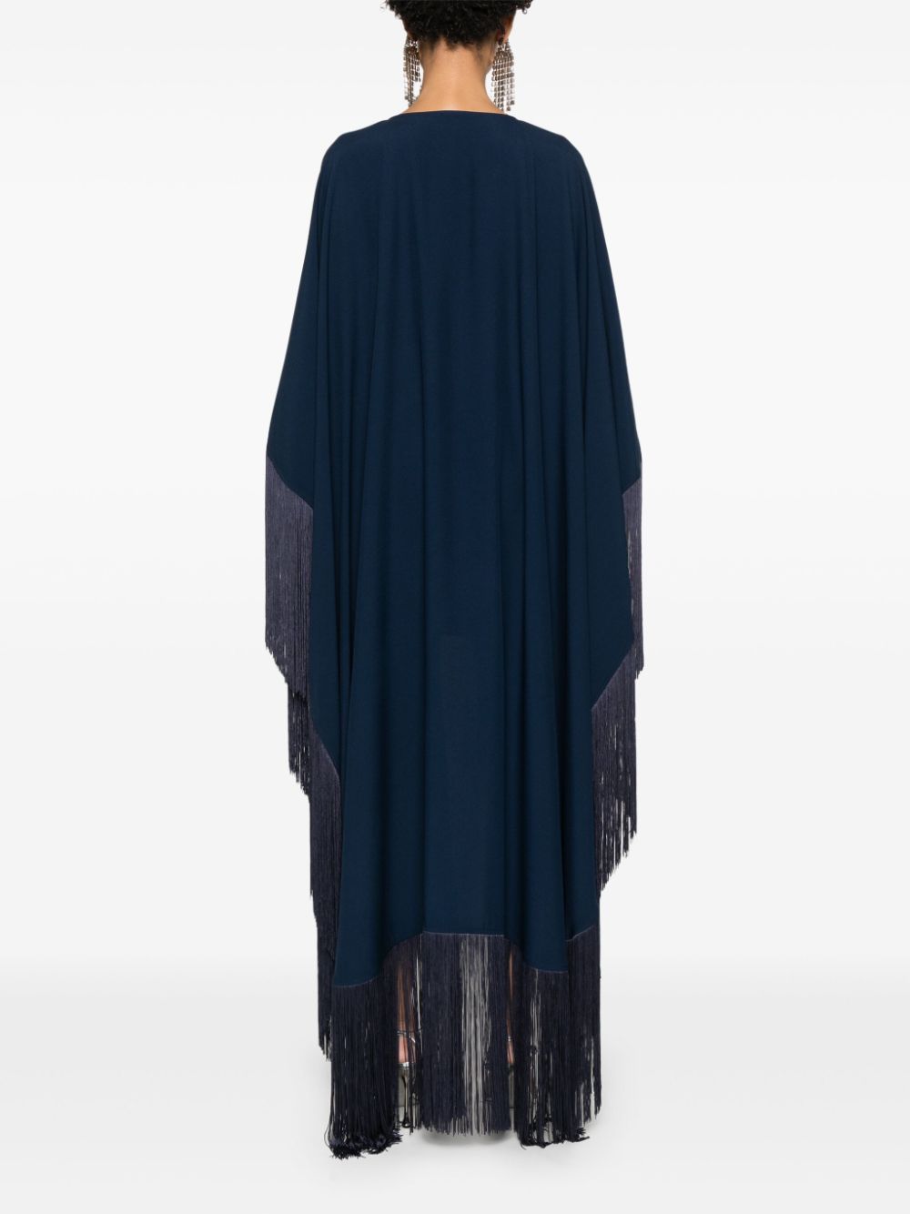 TALLER MARMO MAIN Blue Mini Dress With Cape And Fringe Detail