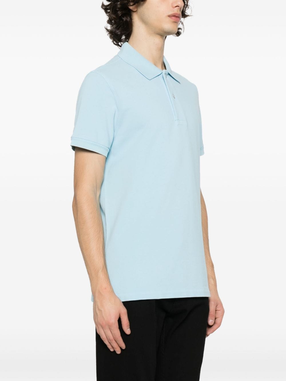 Tom Ford Clear Blue Cotton Pique Polo Shirt