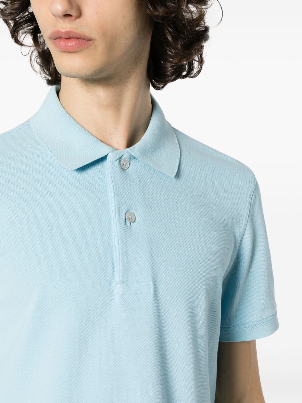 Tom Ford Clear Blue Cotton Pique Polo Shirt