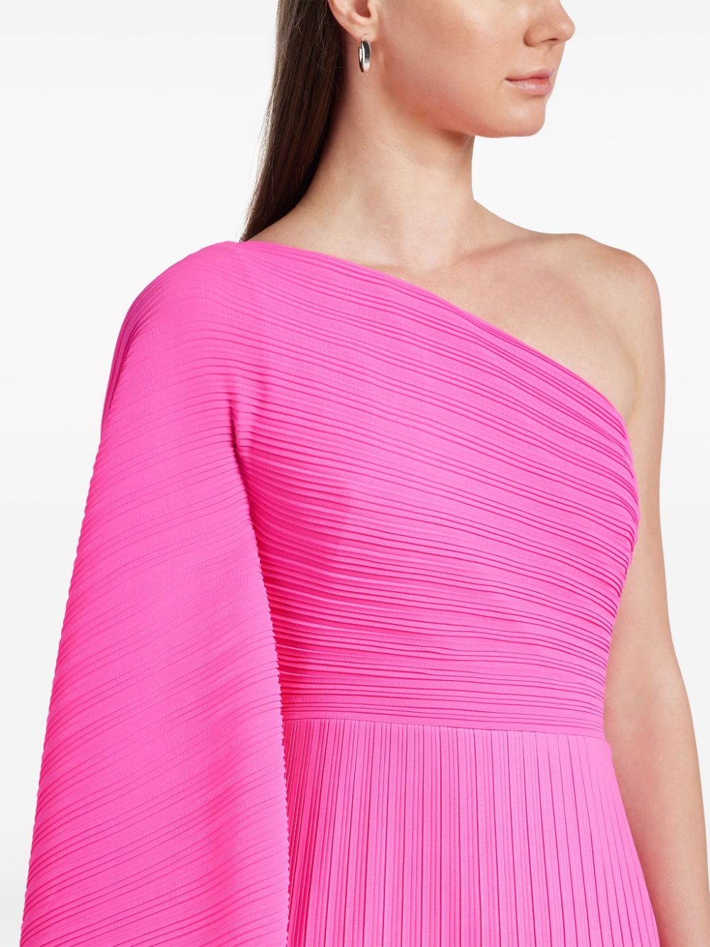 Solace London Lenna One-shoulder Midi Dress Fuchsia