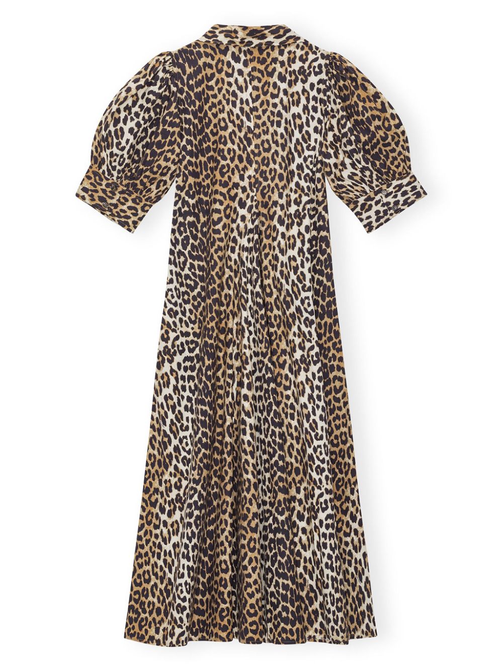 GANNI Leopard Print Midi Dress With Tie Detail