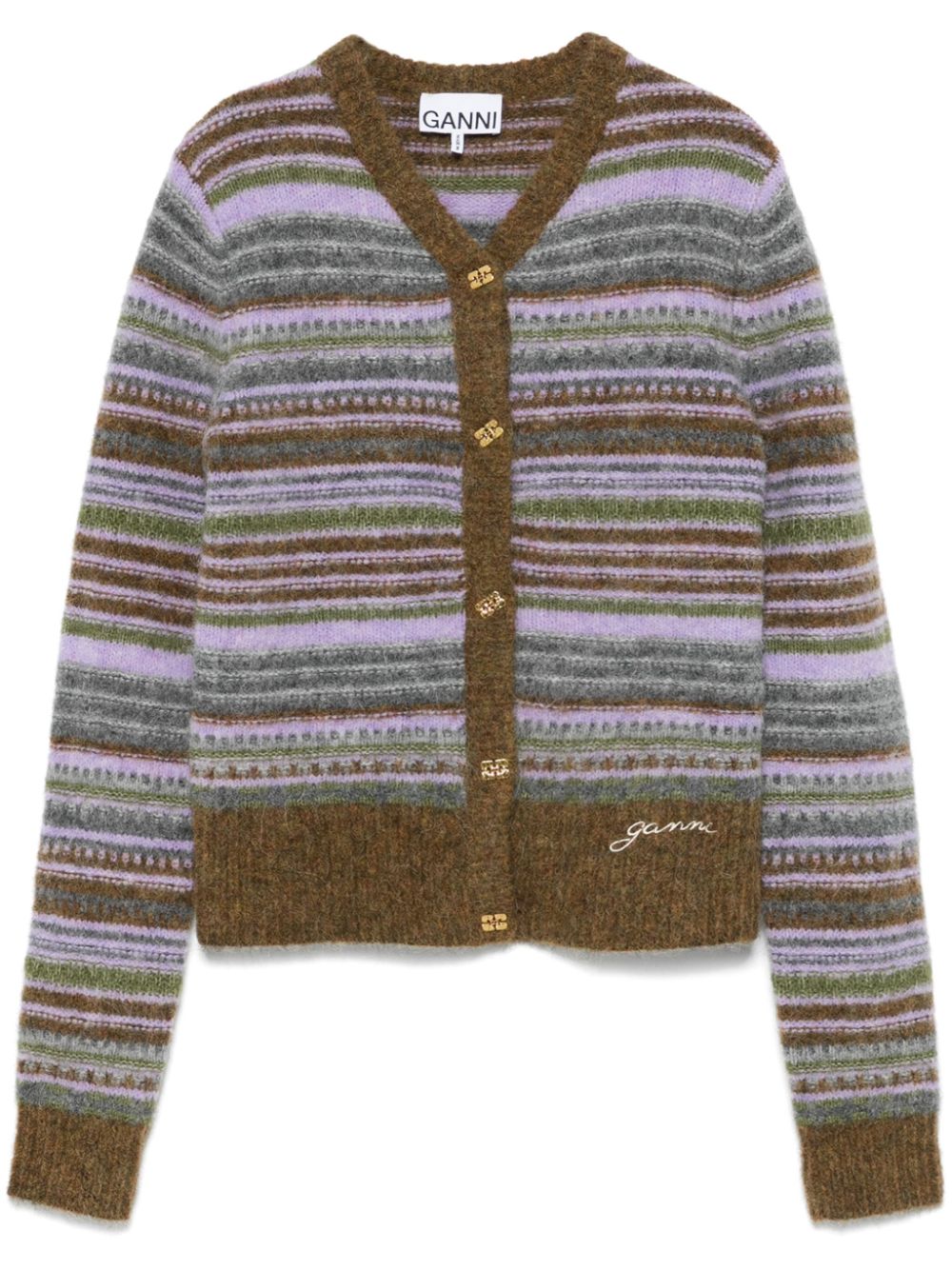 GANNI Wool And Alpaca Cardigan Green