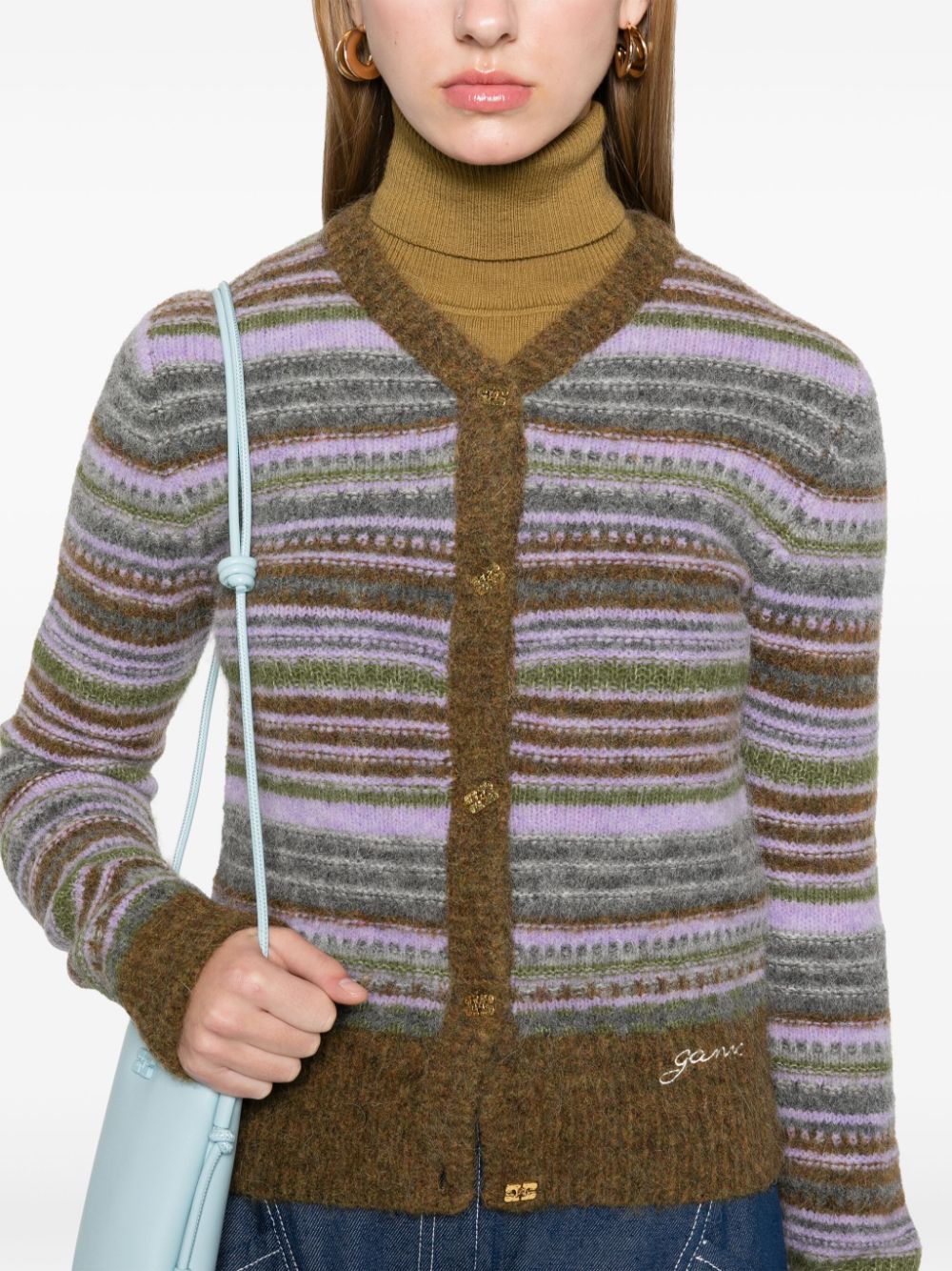 GANNI Wool And Alpaca Cardigan Green