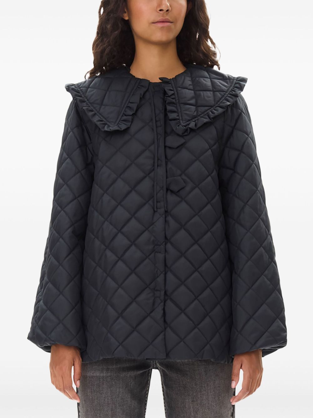 GANNI Black Ripstop Quilt Jacket