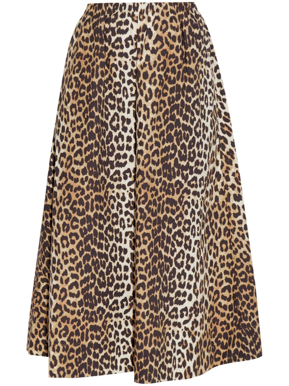 GANNI Leopard Print Midi Skirt Brown