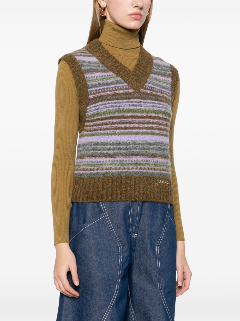 GANNI Sweater Vest Green