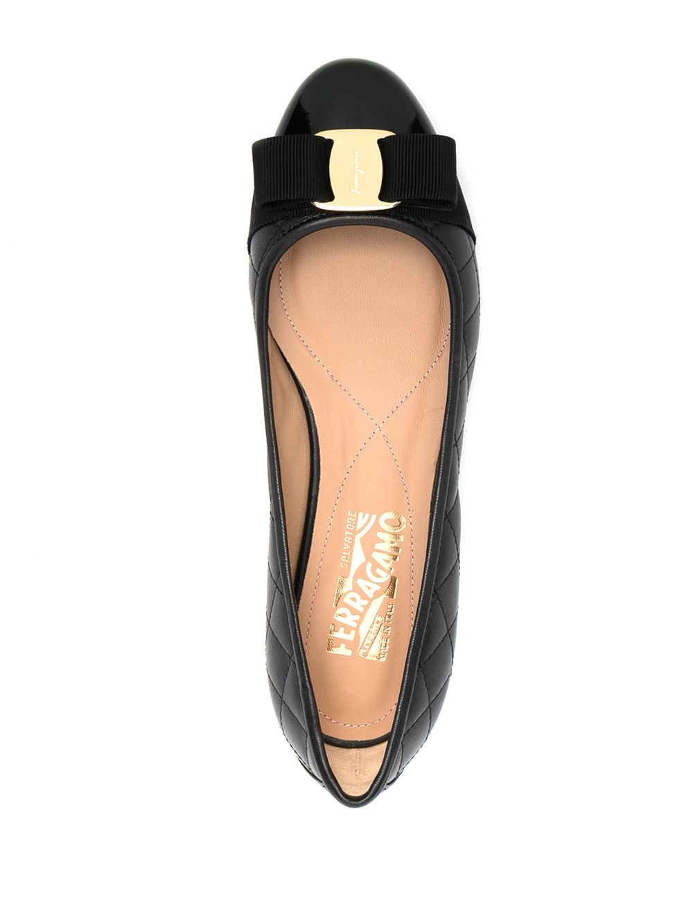 Ferragamo Varina Quilted Ballet Flats In Black
