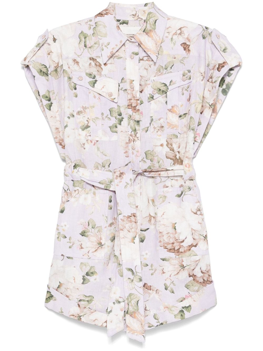 Zimmermann Acacia Linen Romper Lilac