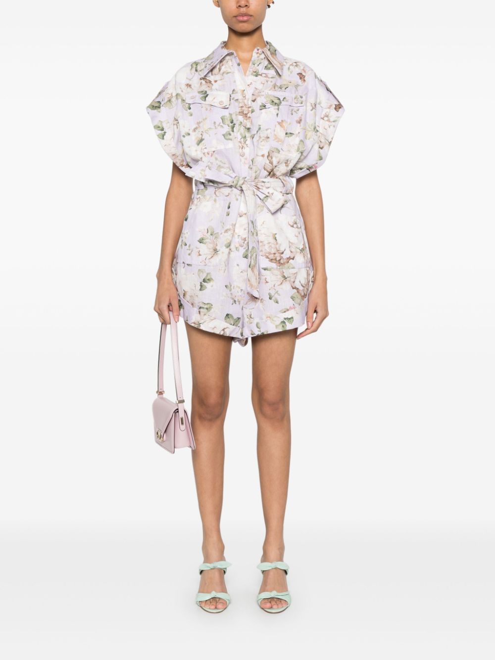 Zimmermann Acacia Linen Romper Lilac