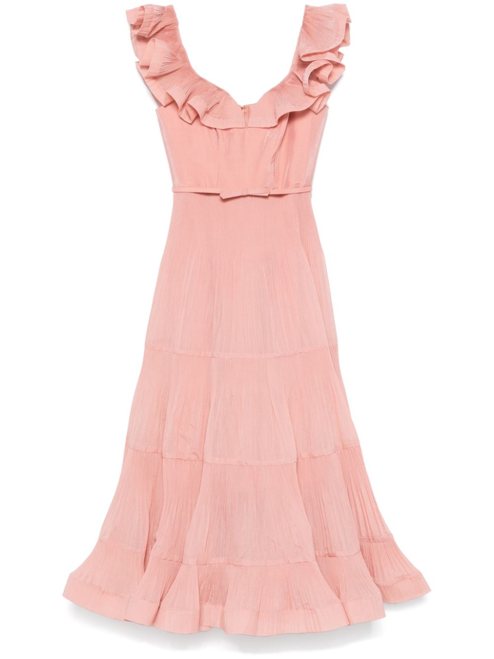 Zimmermann Pleated Frill Midi Dress Pink