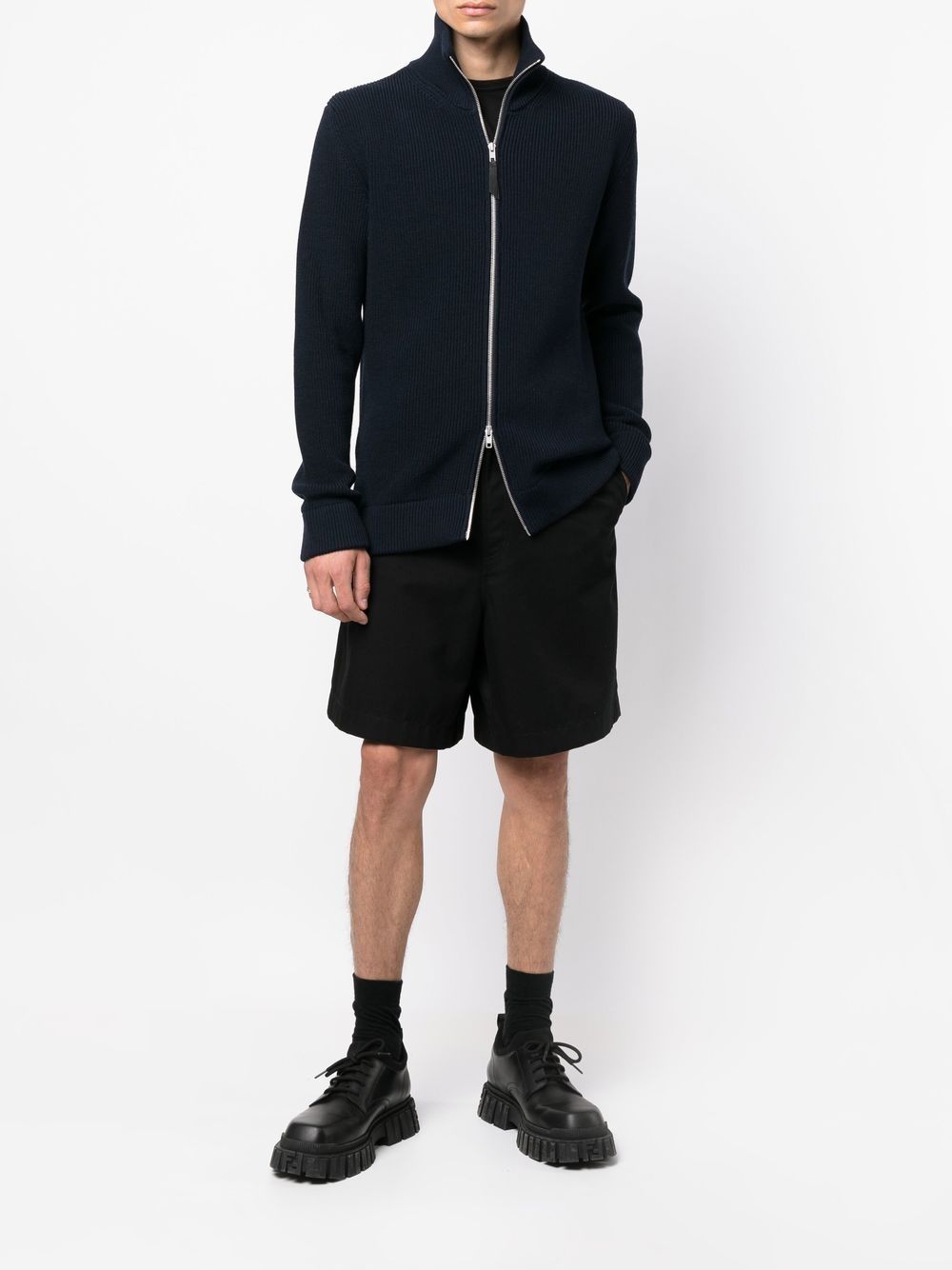 Maison Margiela Ribbrd Knit Full Zip Sweater