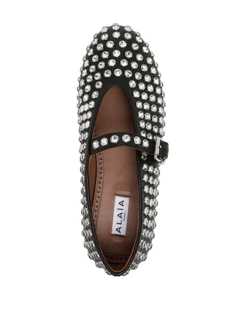 Alaia Black Crystal Embellished Ballet Flats