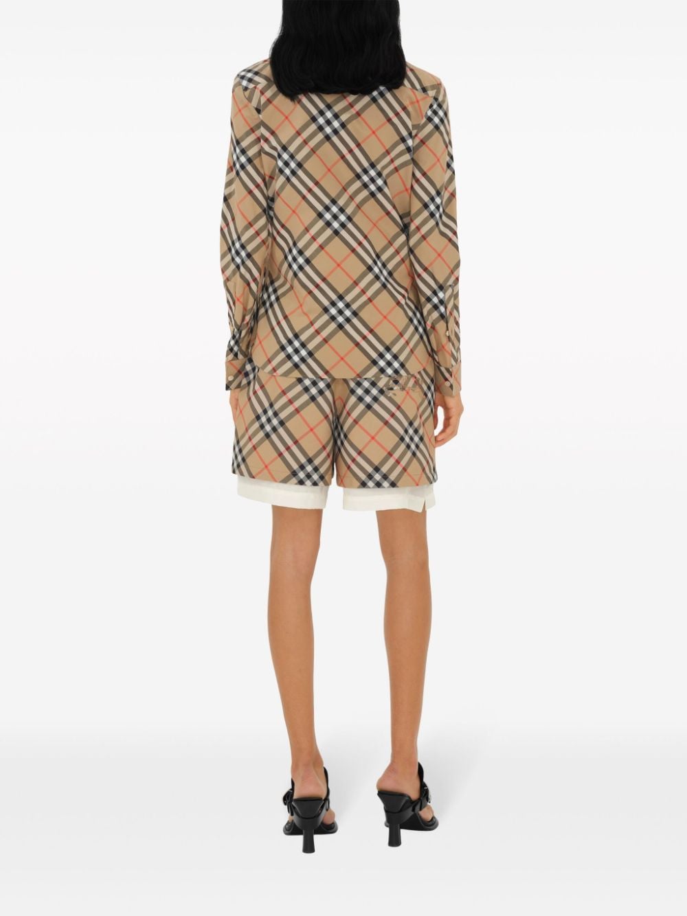 Burberry Check Cotton Shirt In Beige