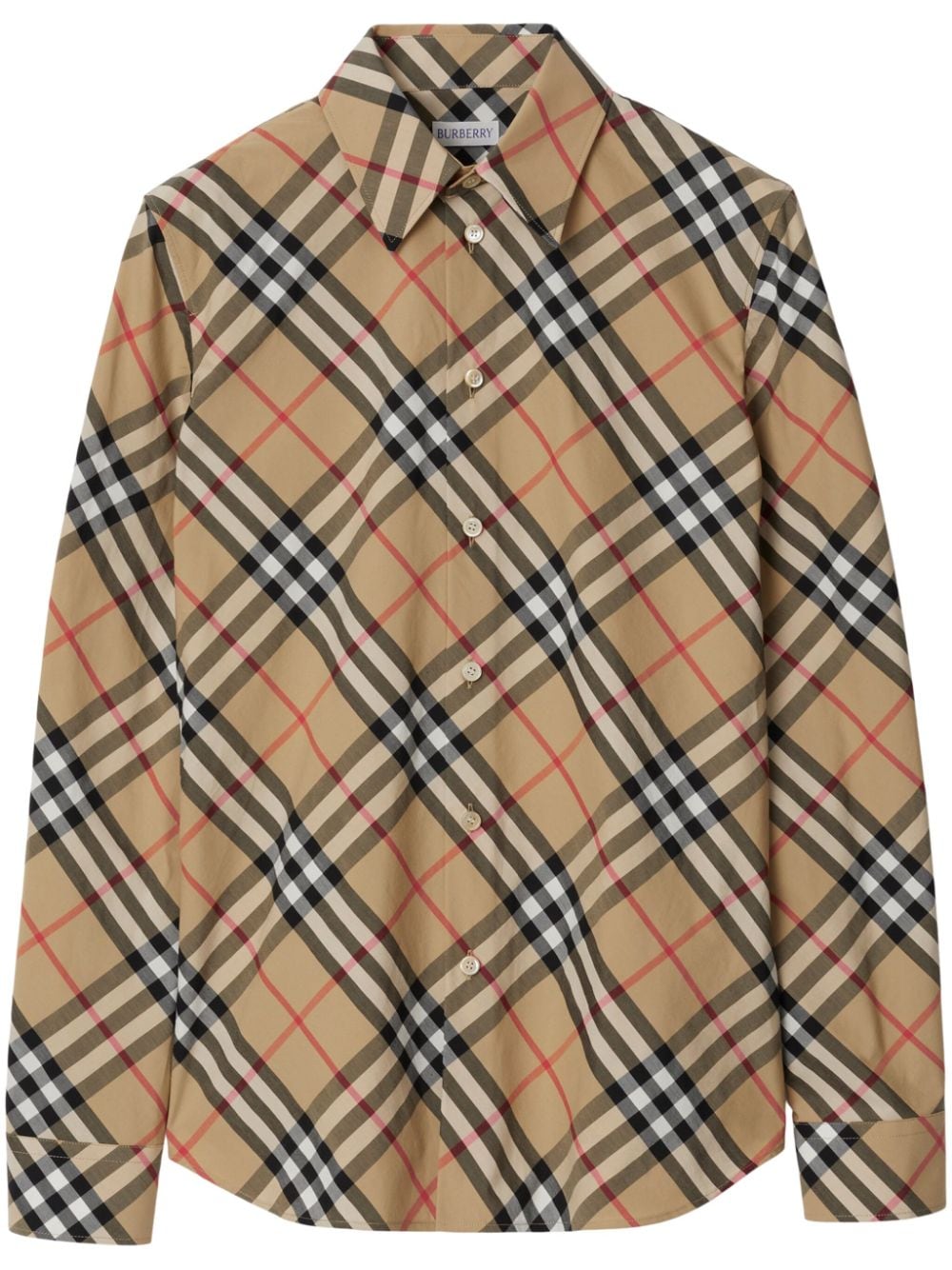 Burberry Check Cotton Shirt In Beige