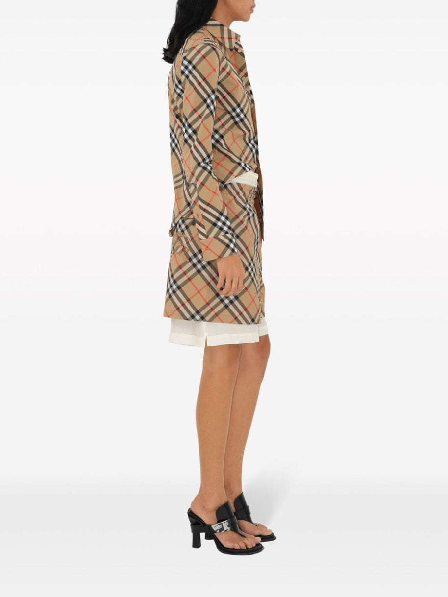 Burberry Check Cotton Shirt In Beige