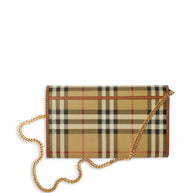 Burberry Hannah Wallet On Chain - Beige