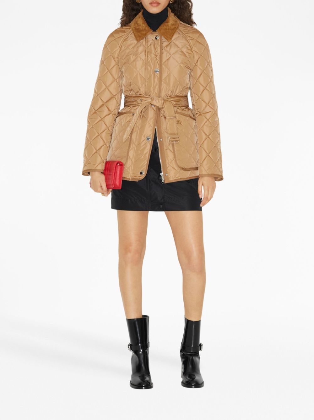 Burberry Diamond Quilted Jacket In Beige