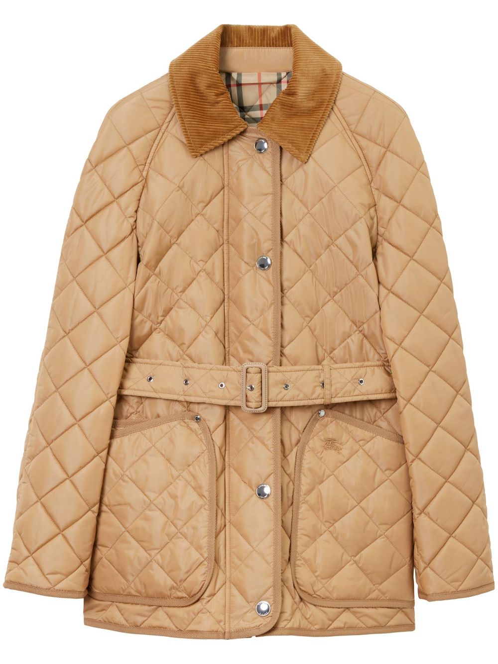 Burberry Diamond Quilted Jacket In Beige