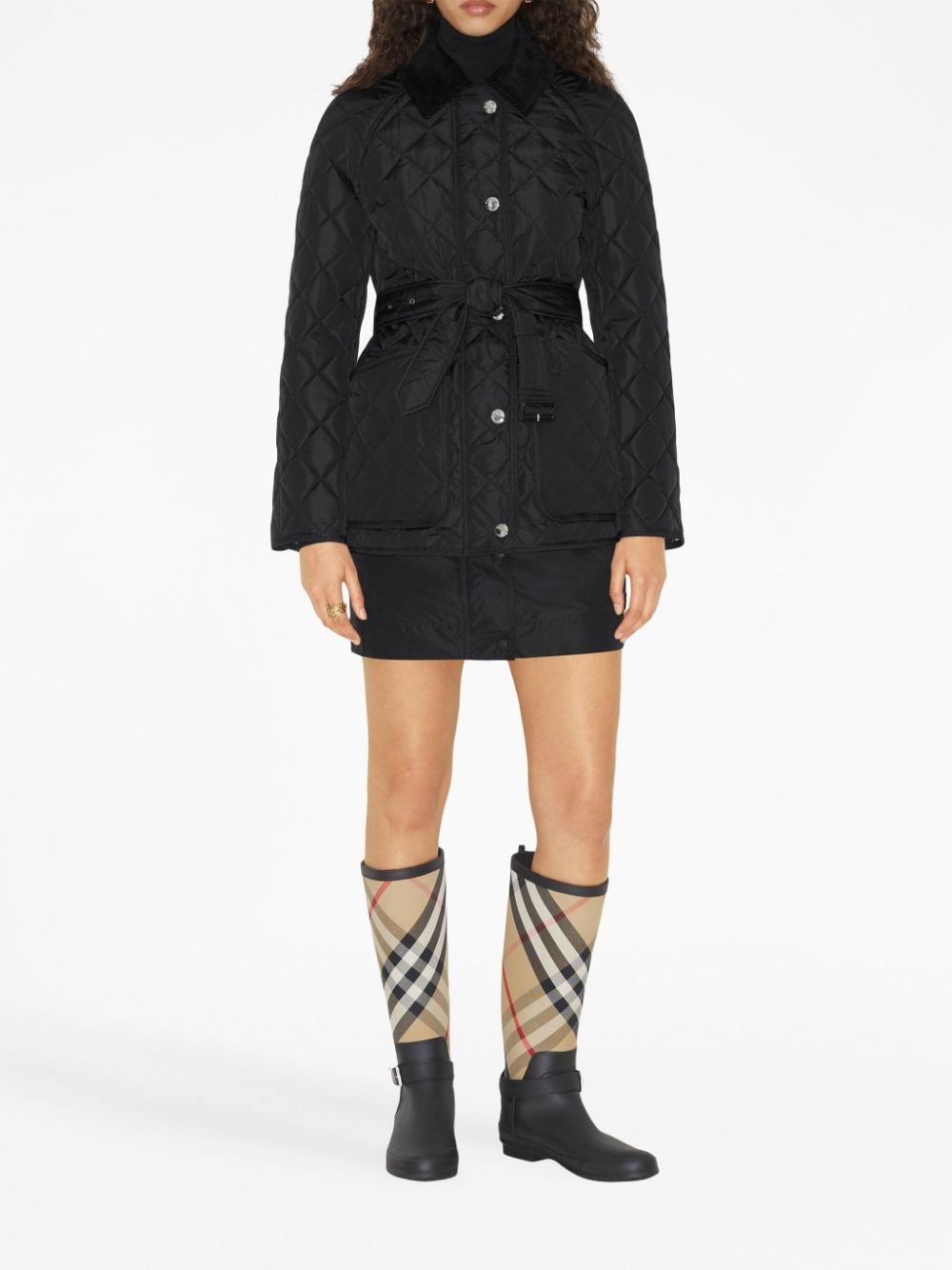 Burberry Diamond Quilted Jacket In Black