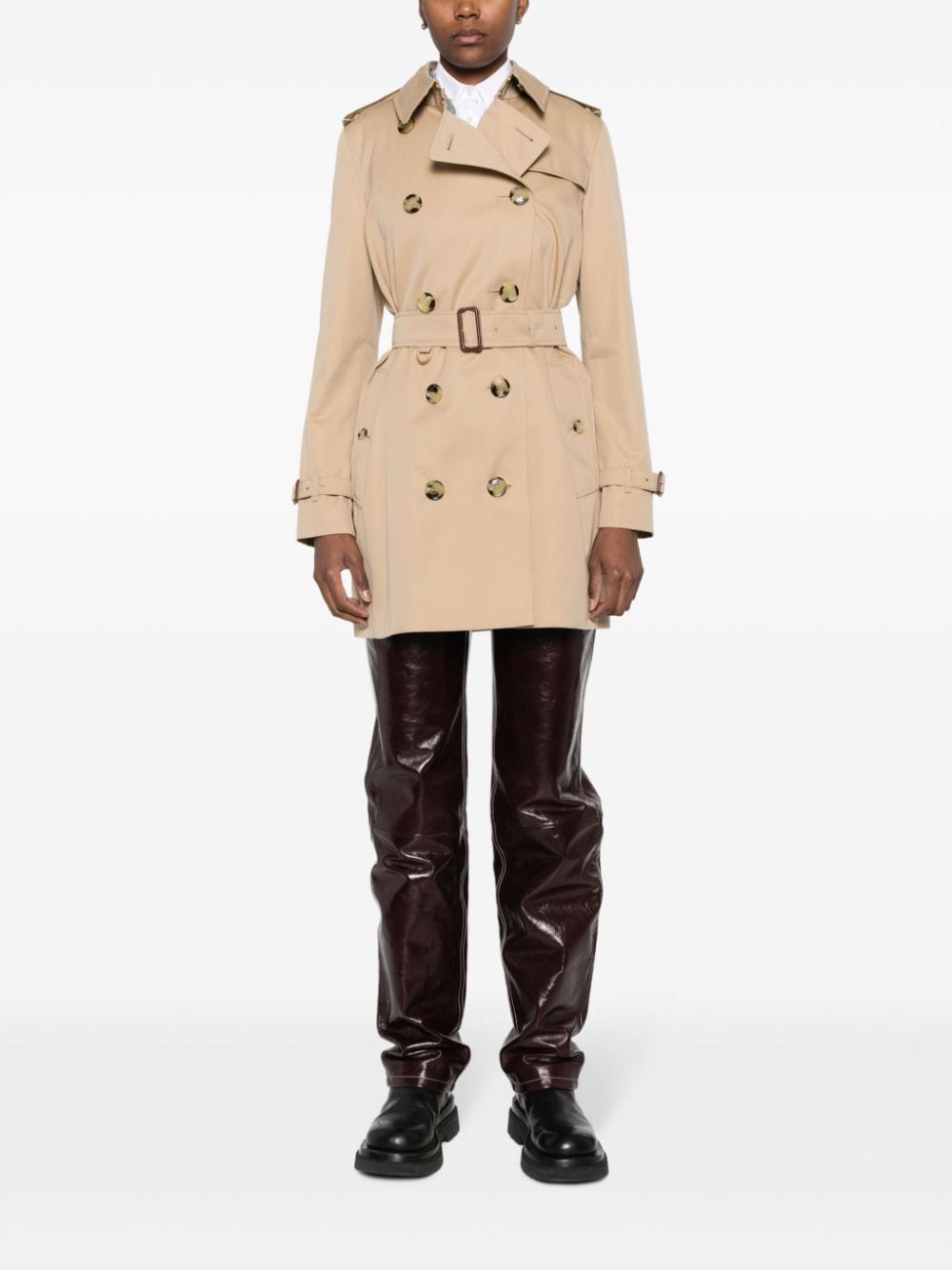 Burberry Short Kensington Heritage Cotton Trench Coat