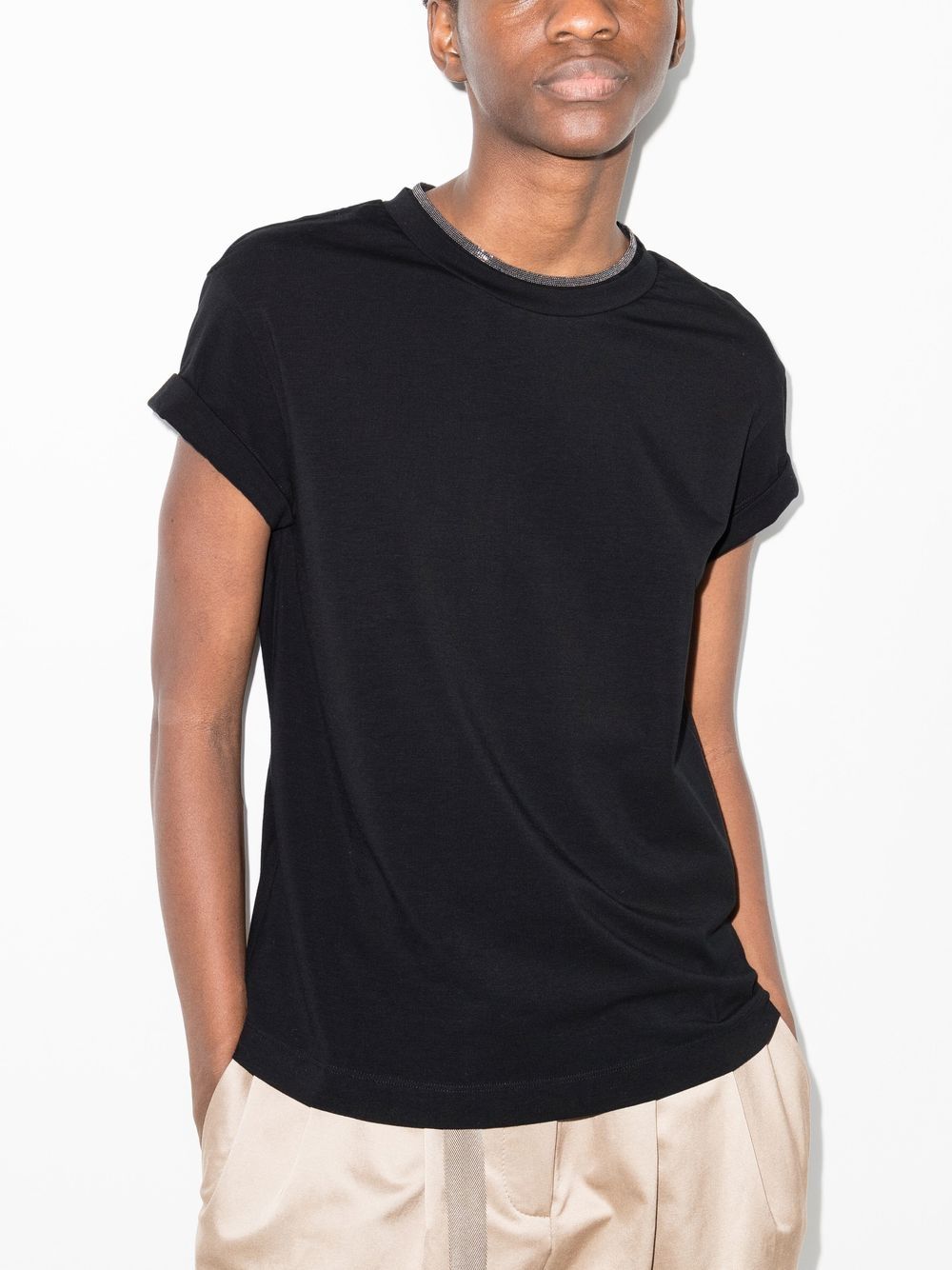 Brunello Cucinelli Black Cotton T-Shirt