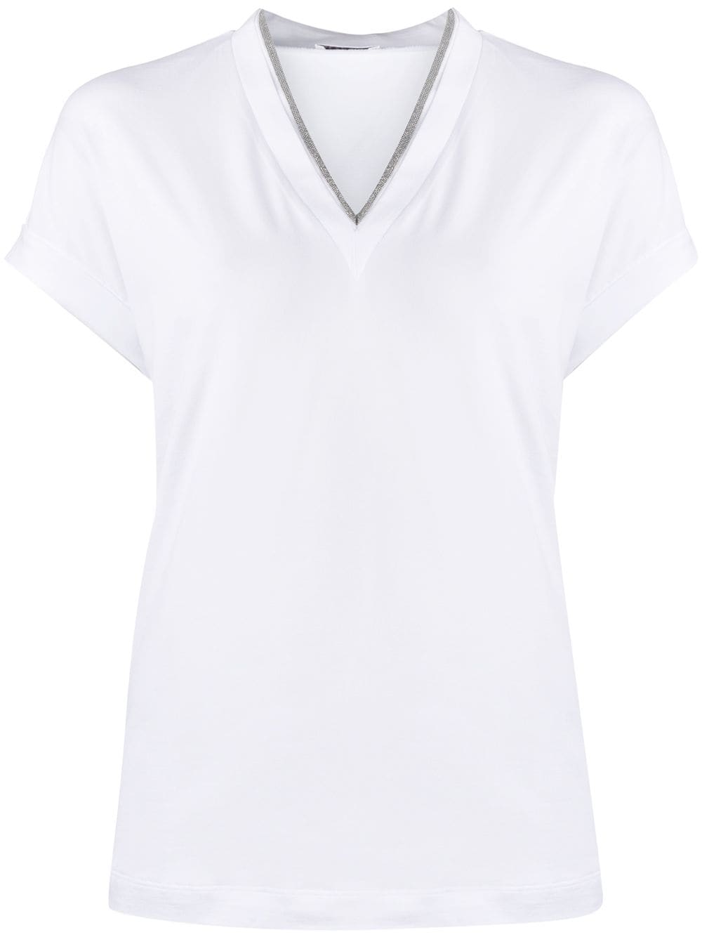 Brunello Cucinelli White V-Neck T-Shirt