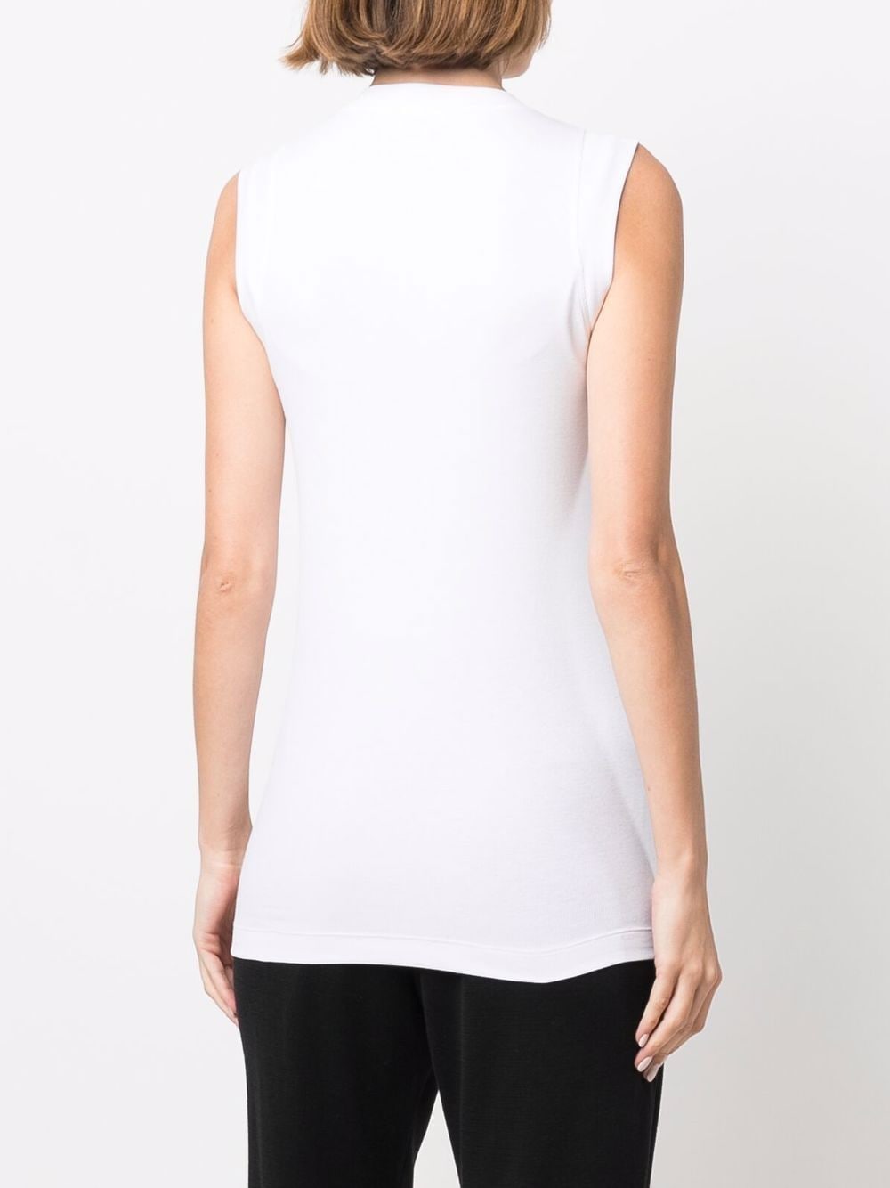 Brunello Cucinelli White Cotton Jersey Sleeveless Top