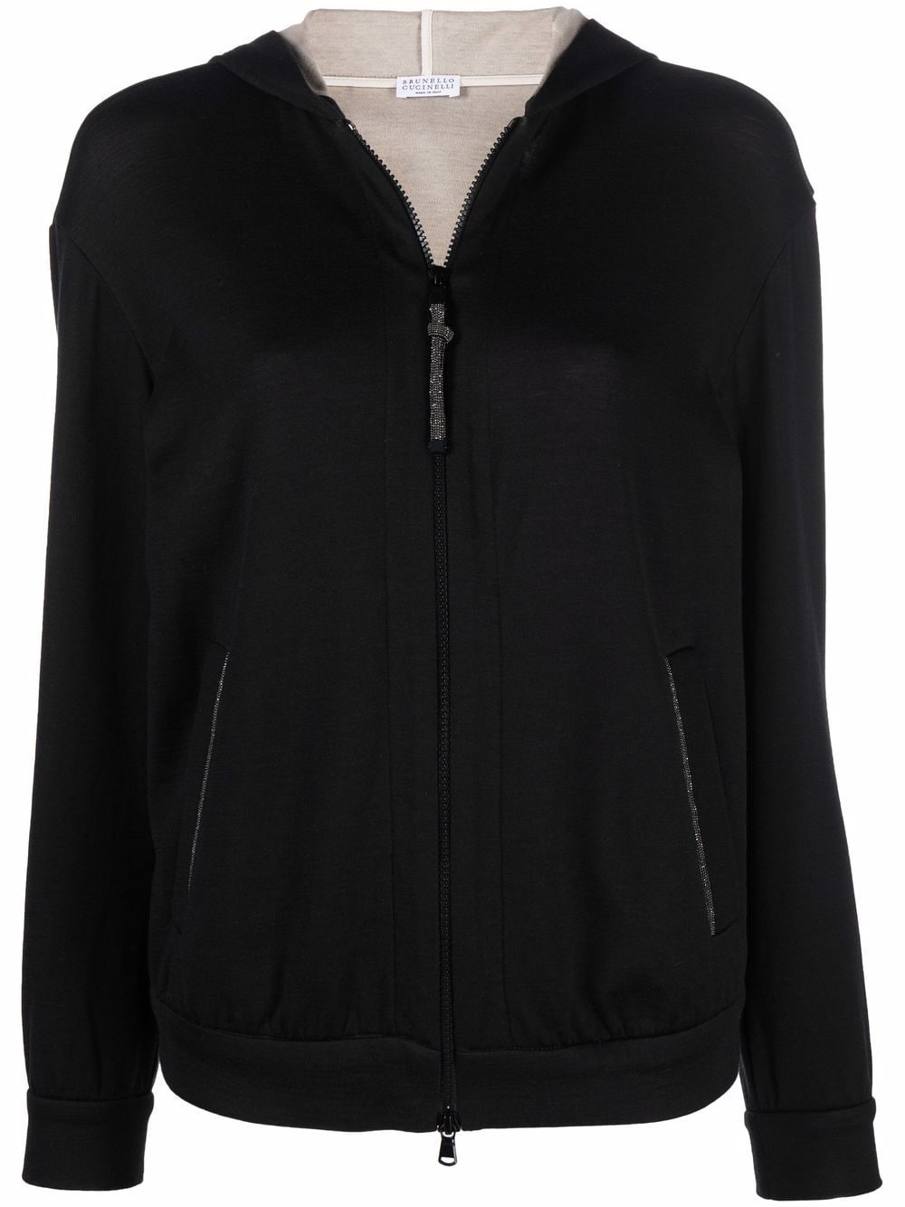 Brunello Cucinelli Black Silk-cotton Blend Hooded Sweatshirt