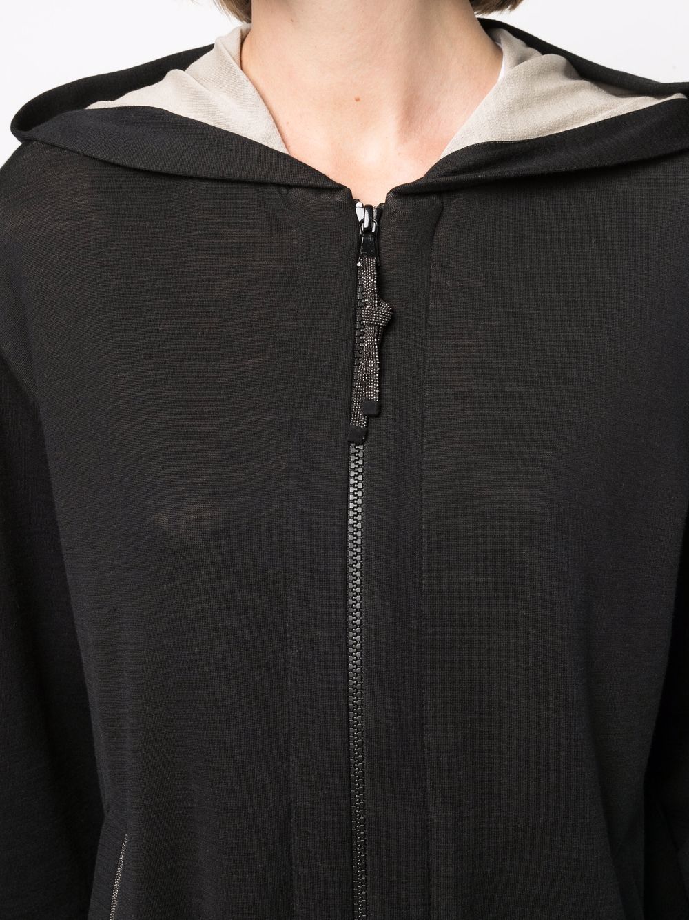 Brunello Cucinelli Black Silk-cotton Blend Hooded Sweatshirt