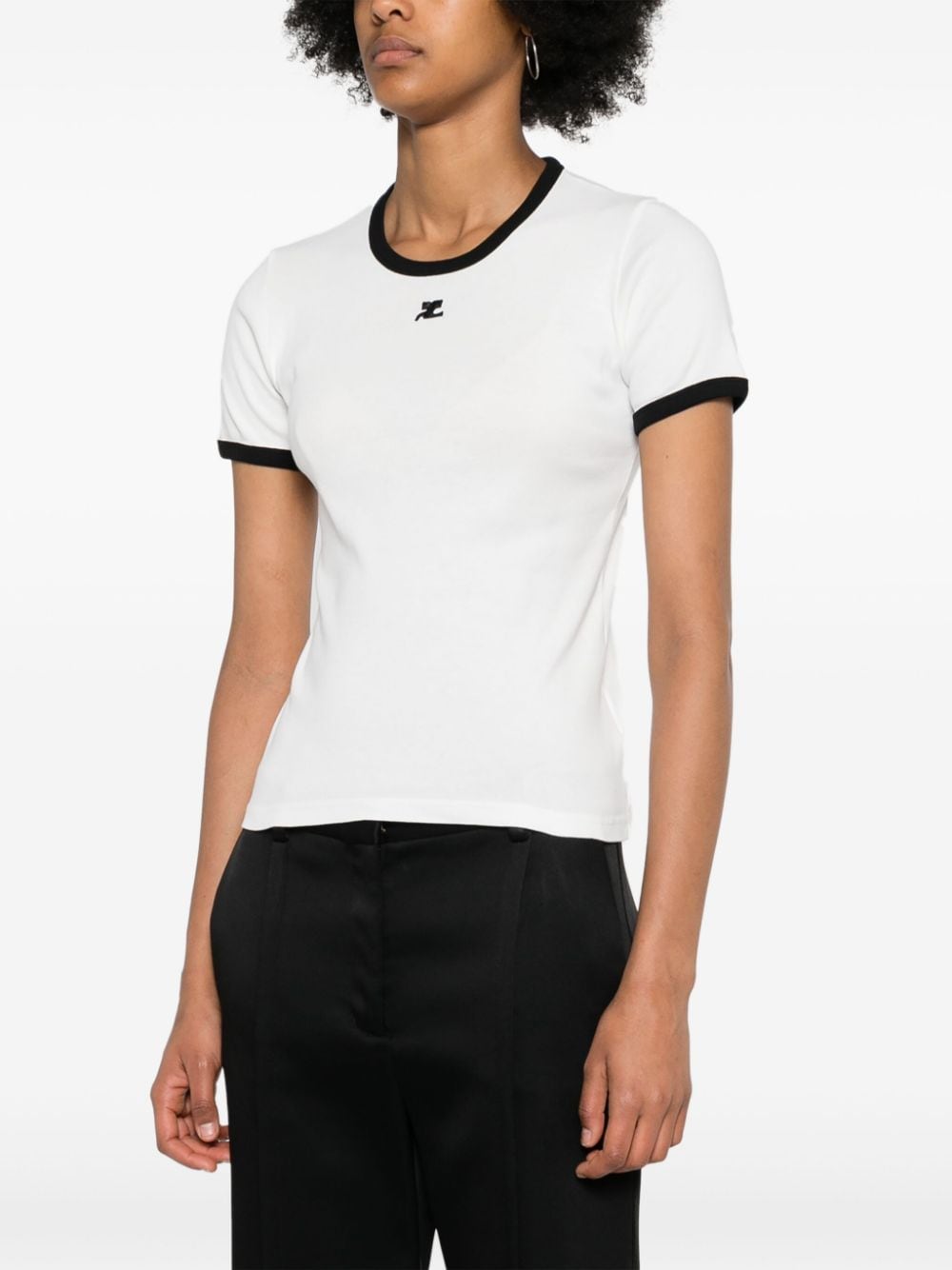 COURREGES PRE Contrast Trim T-Shirt White