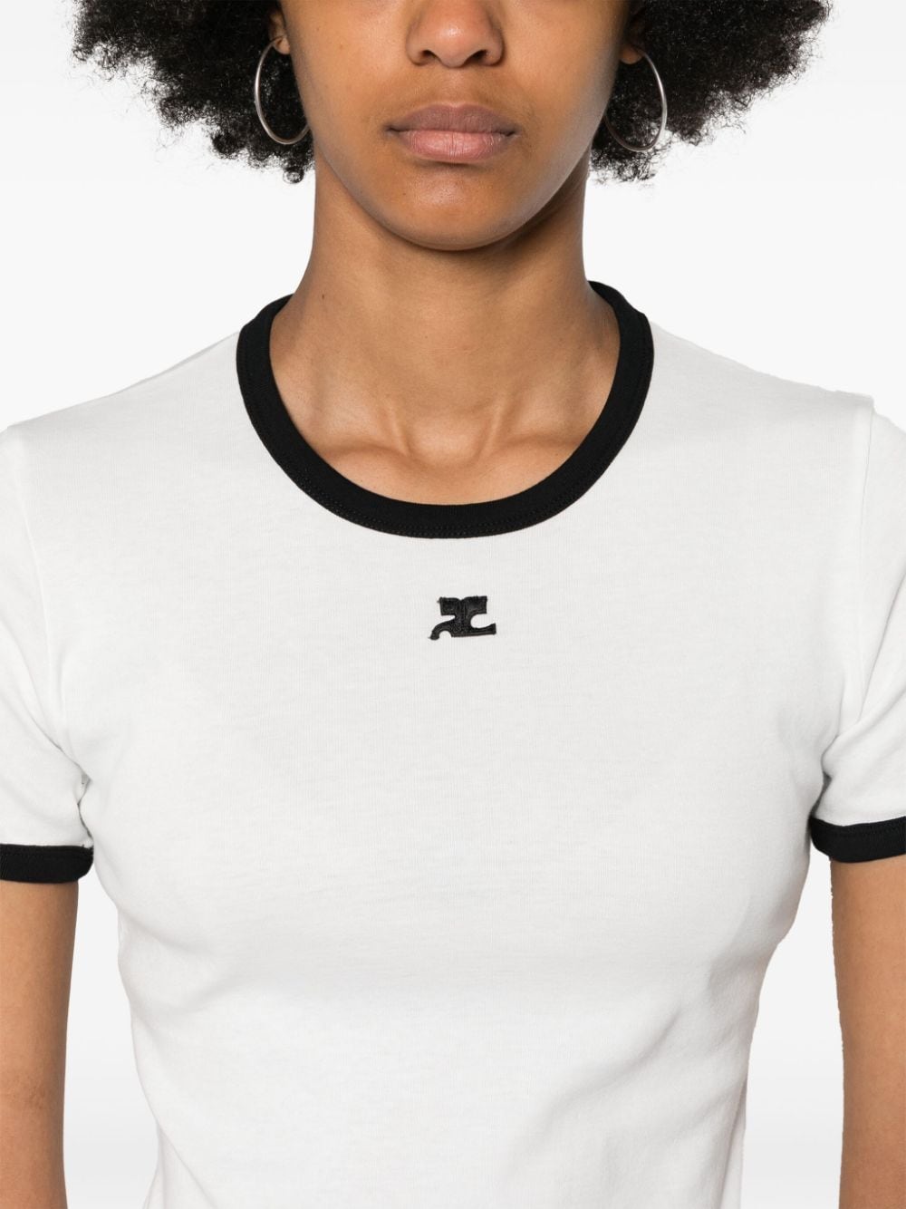 COURREGES PRE Contrast Trim T-Shirt White