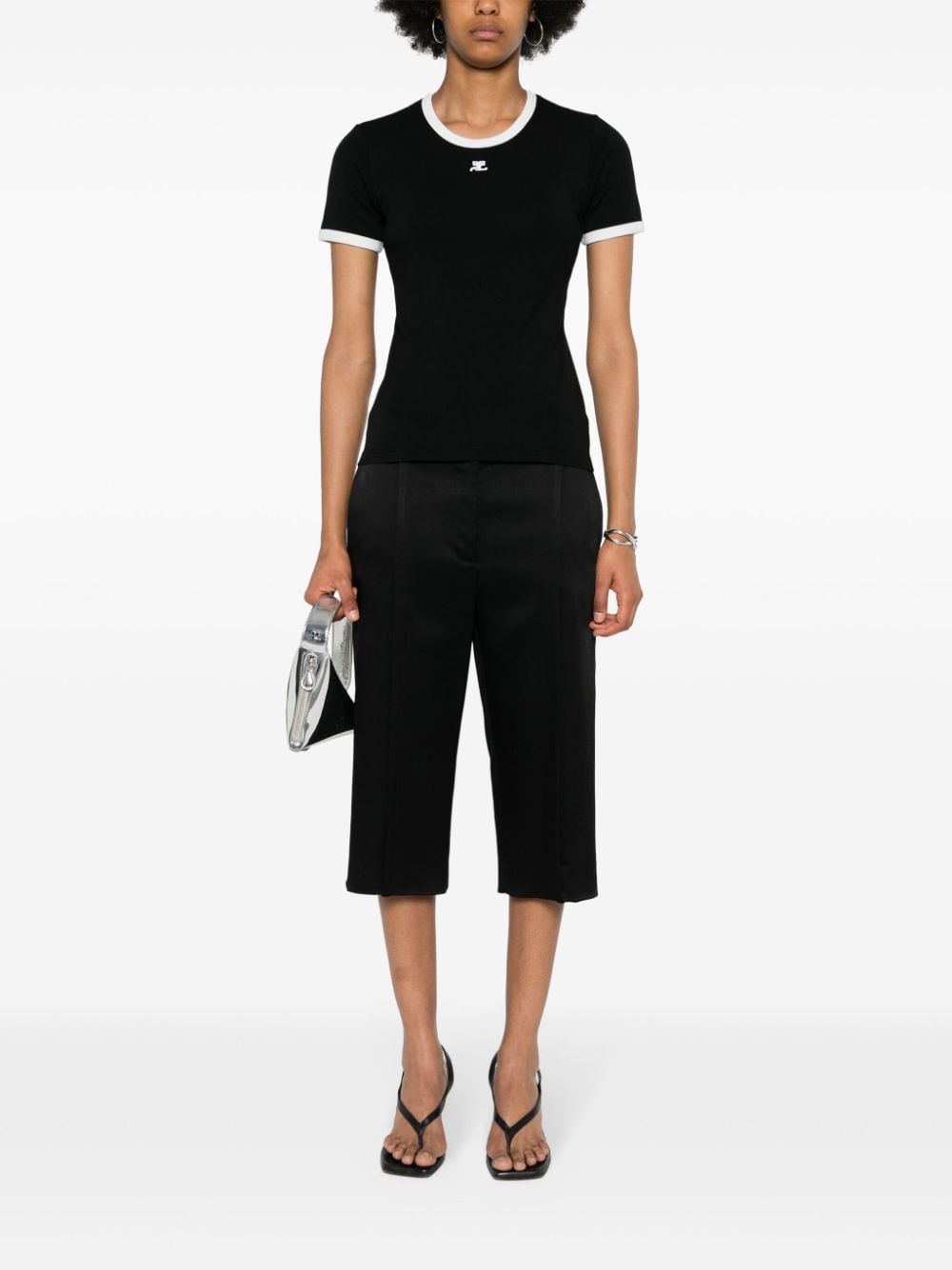 COURREGES PRE Contrast Trim T-Shirt Black