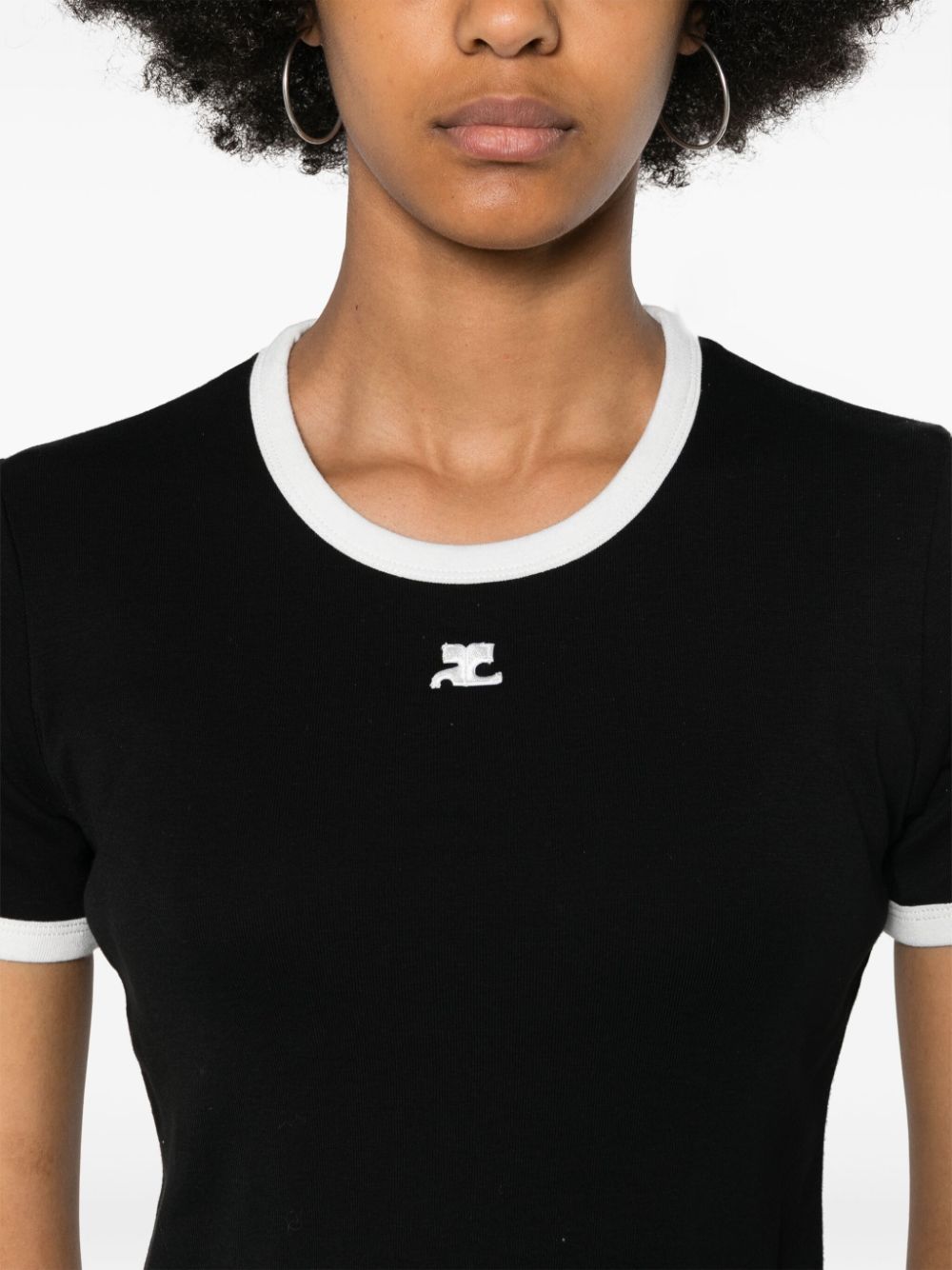 COURREGES PRE Contrast Trim T-Shirt Black