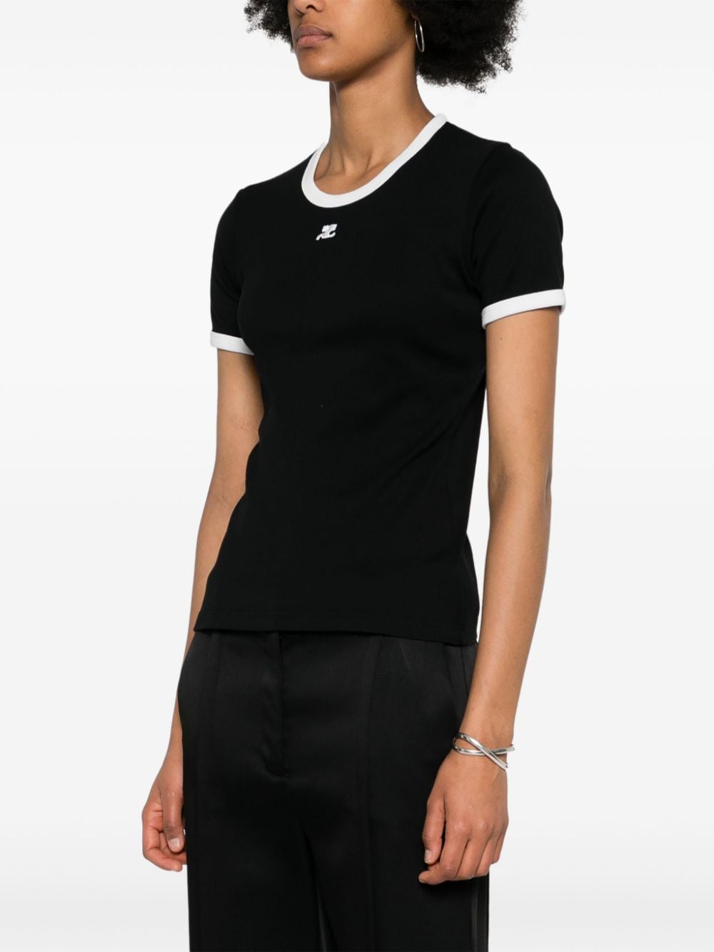 COURREGES PRE Contrast Trim T-Shirt Black