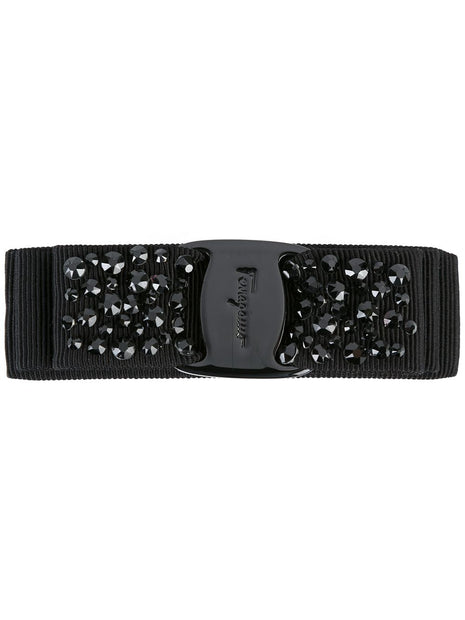 Ferragamo Crystal Embellished Hair Clip In Black