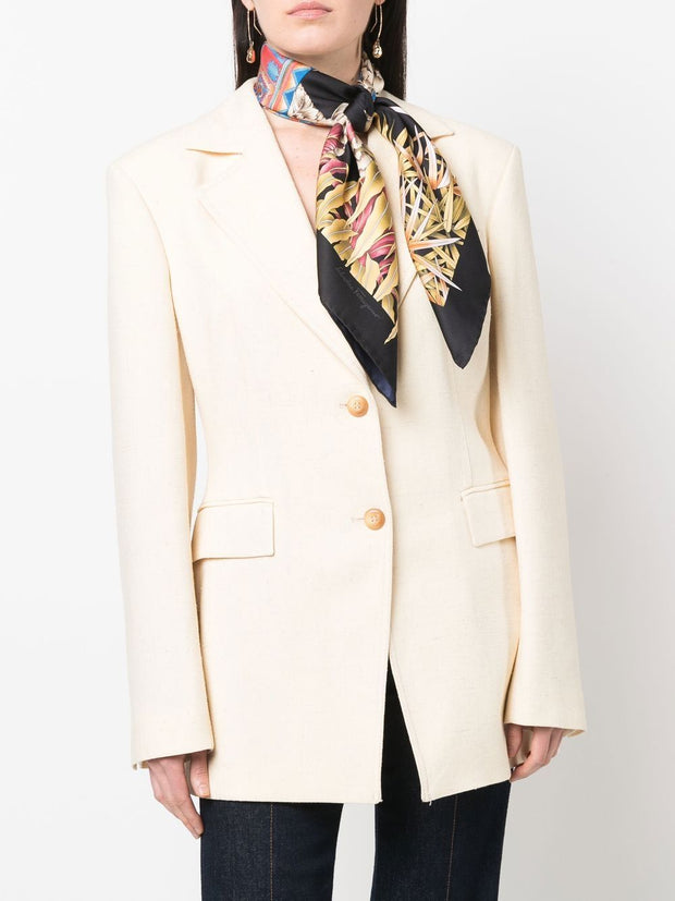 Ferragamo Silk Graphic Print Scarf In Black