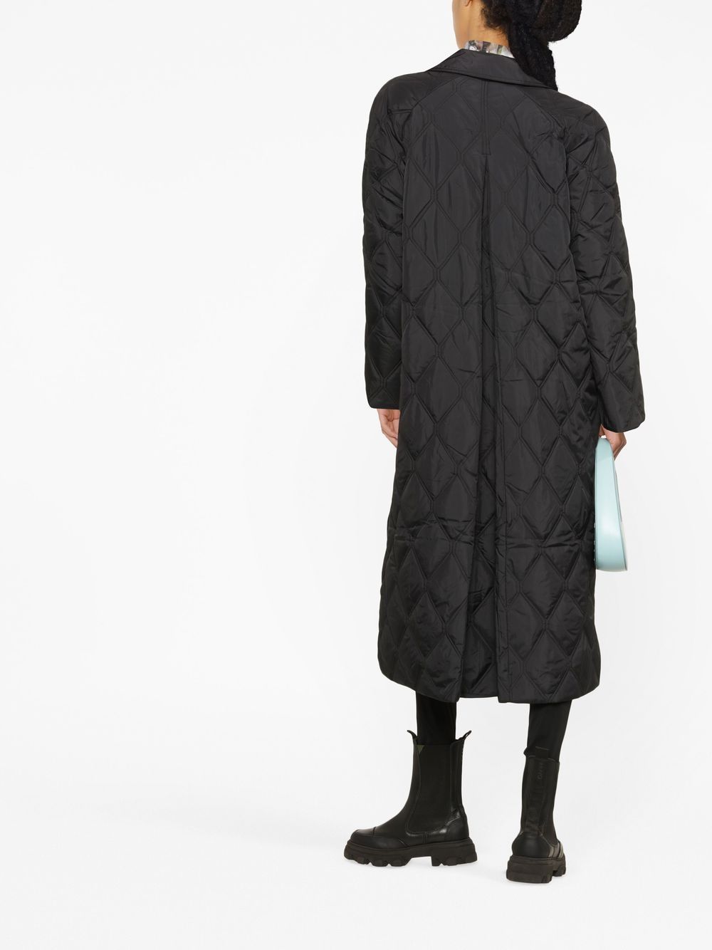 GANNI Black Quilted Long Coat