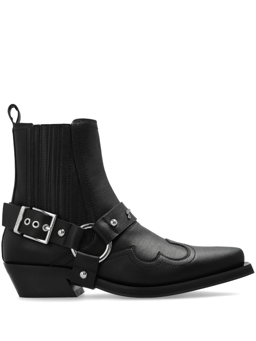 GANNI Eco Leather Western Style Boots Black