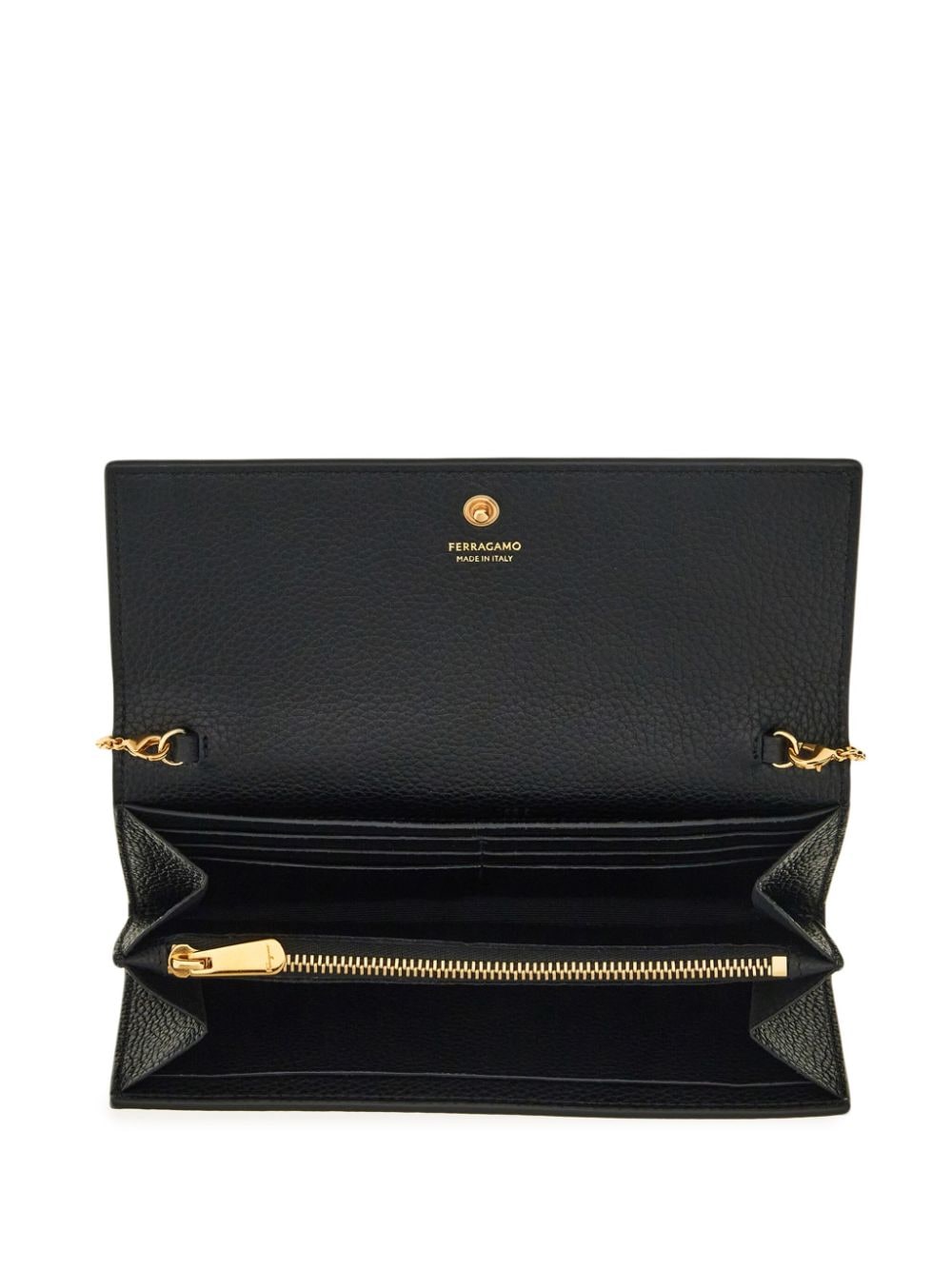 Ferragamo Clutch With Chain Strap In Black