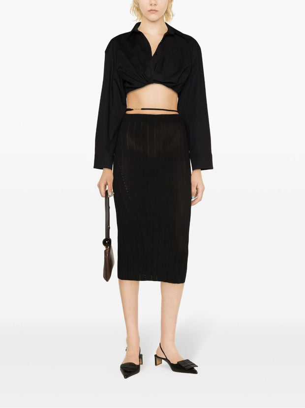 JACQUEMUS La Jupe Pralu Midi Skirt In Black