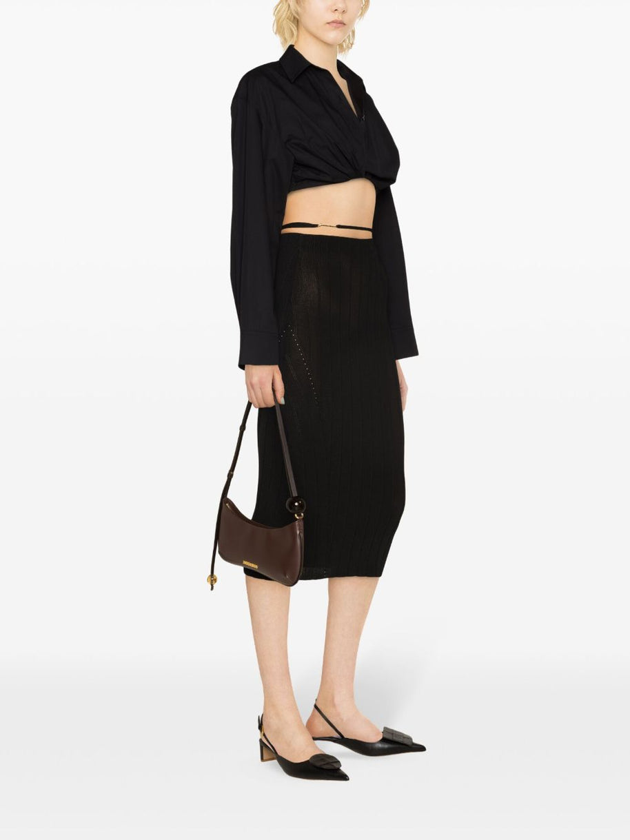 JACQUEMUS La Jupe Pralu Midi Skirt In Black