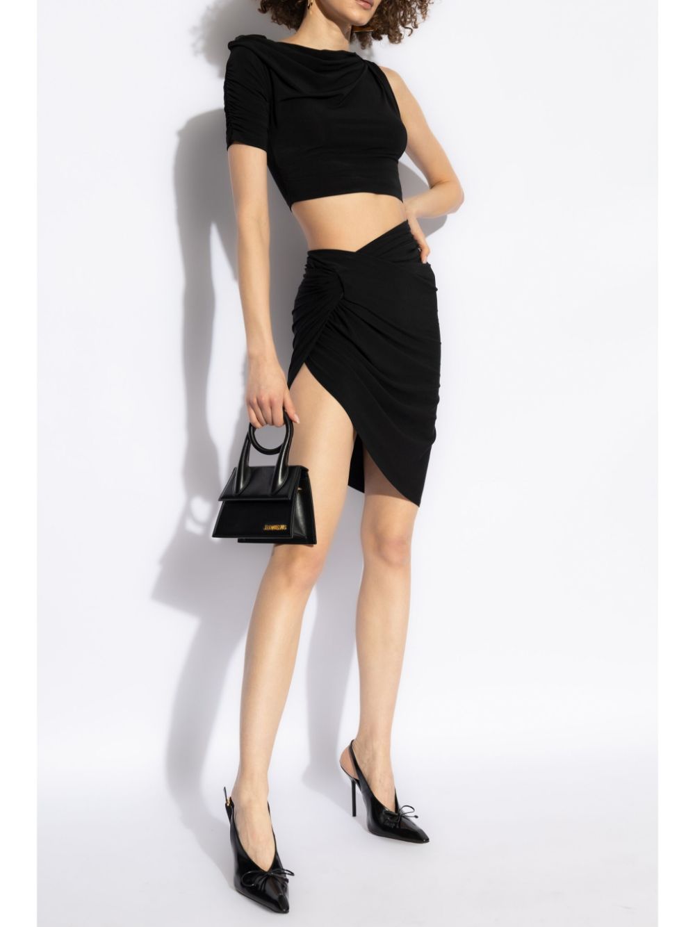 JACQUEMUS Asymmetric Draped Skirt In Black