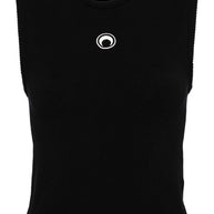 MARINE SERRE Black Embroidered Moon Sleeveless Top