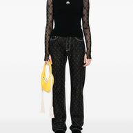 MARINE SERRE Black Embroidered Moon Sleeveless Top