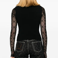 MARINE SERRE Black Embroidered Moon Sleeveless Top
