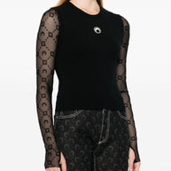 MARINE SERRE Black Embroidered Moon Sleeveless Top