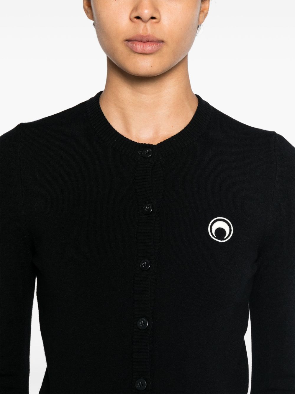 MARINE SERRE Moon Embroidered Cardigan In Black