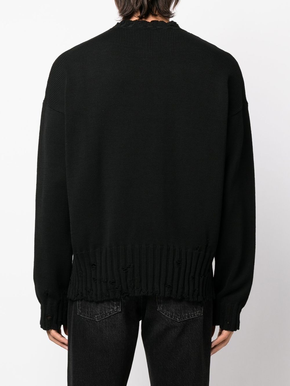 Marni Distressed Cotton Sweater Black