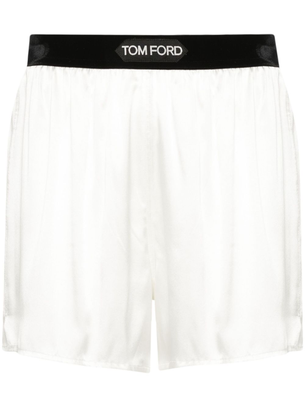 Tom Ford Logo Band Satin Shorts White