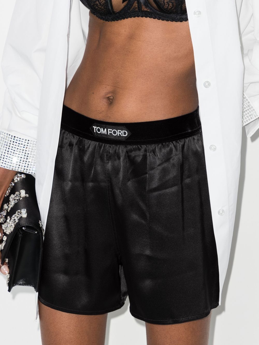 Tom Ford Logo Band Silk Shorts